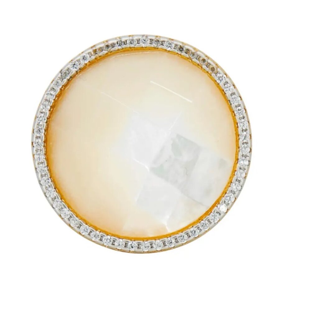 Freida Rothman Statement Ring MOP CZ Halo Gold on Sterling Size 6, 7, 8 Tag $275 - Picture 7 of 11